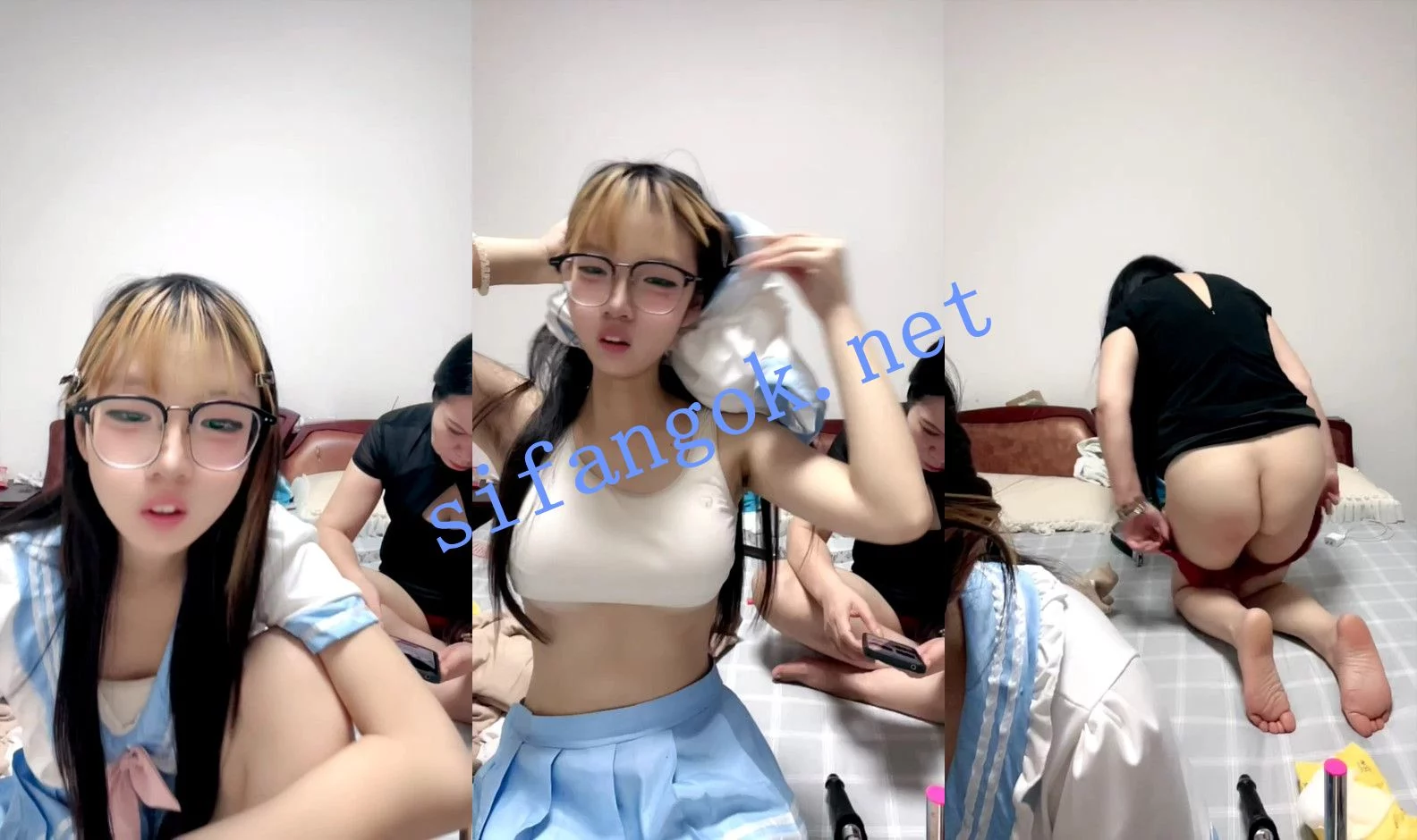 ⚡【07少萝】真实母女直播！眼镜学生妹和妈妈一起插逼！~